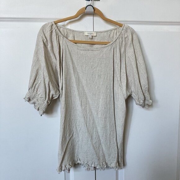 Umgee Blouse Womens XL Linen Cotton Boho Tunic Neutral Minimalist - Picture 1 of 7